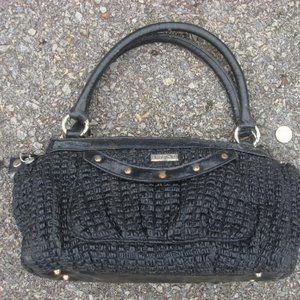 Miche purse weave woven leather bag black handbag medium carry thatch bag